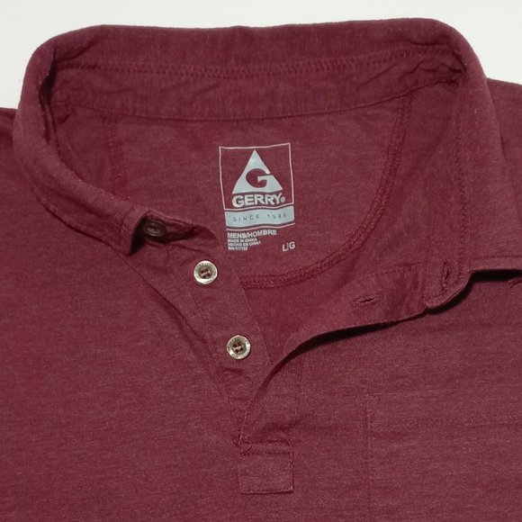 Gerry Polo Shirt Maroon Short Sleeve Mens Size L - Picture 3 of 9